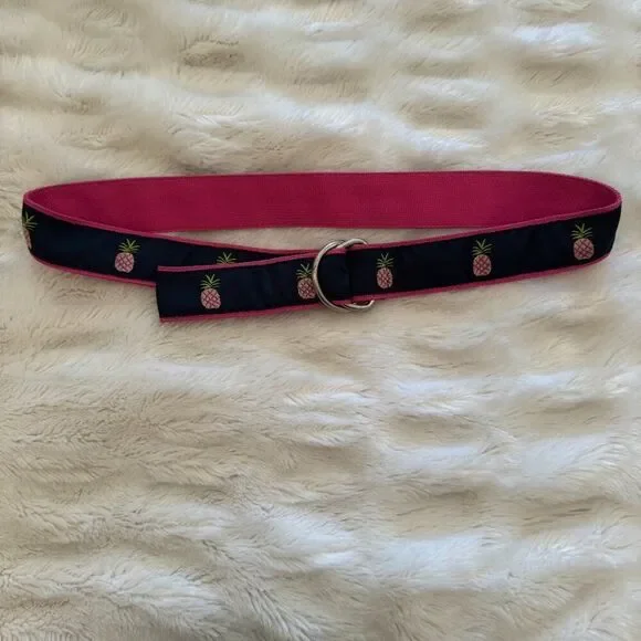 Toe Goz Pink and Navy Blue Pineapple Ribbon Belt - Picture 6 of 6
